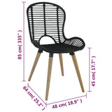 Dining Chairs 4 pcs Black Natural Rattan 246808