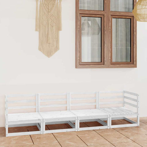 Garden 4-Seater Sofa White Solid Pinewood 3075360