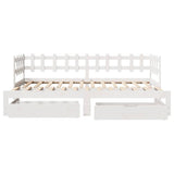 Daybed with Trundle and Drawers without Mattress White 90x190 cm Single 3302254
