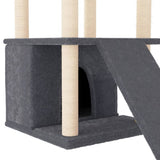 Cat Tree with Sisal Scratching Posts Dark Grey 133 cm 171758