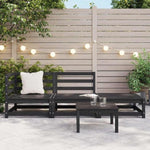 3 Piece Garden Lounge Set Black Solid Wood Pine 805704