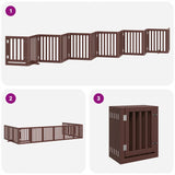 Dog Gate with Door Foldable 12 Panels Brown 600 cm Poplar Wood 3155660
