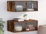 Wall Cabinets with Glass Doors 2 pcs Smoked Oak 68.5x37x35 cm 836506