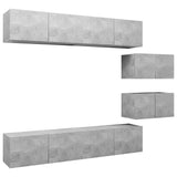 6 Piece TV Cabinet Set Concrete Grey Engineered Wood 3079146