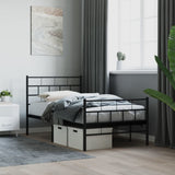 Metal Bed Frame without Mattress with Footboard Black 107x203cm 355673
