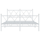 Metal Bed Frame without Mattress with Footboard White 140x200cm 376570