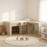 Kids'High Bed Frame with Desk 2 pcs Sonoma Oak Engineered Wood 3423464
