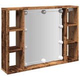 Mirror Cabinet with LED Old Wood 76x15x55 cm Engineered Wood 857001