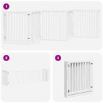 Dog Gate with Door Foldable 6 Panels White 480 cm Poplar Wood 3155677