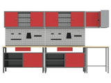 Work Cabinet Set with Drawer with Shelf 10 pcs Red and Grey 3321521