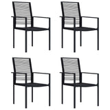 Garden Chair Set of 4 Black PVC hollow rattan, powder-coated steel 312172