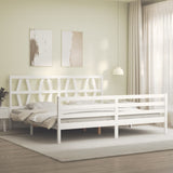 Bed Frame without Mattress White 200x200 cm Solid Wood 3194397