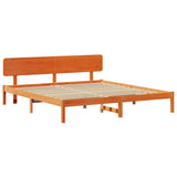 Bed Frame with Headboard Wax Brown 180 x 200 cm Solid Pine Wood 872097