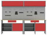 Work Bench Set with Lock 8 pcs Red and Grey Powder-Coated Steel 3321499