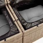 7 Piece Garden Sofa Set with Cushions Beige Poly Rattan Acacia 3327461