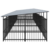 Outdoor Dog Kennel with Roof Steel 18.77 m 3124671