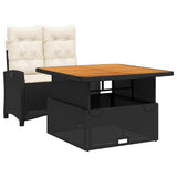 2 Piece Garden Dining Set with Cushions Black Poly Rattan 3277379