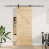 Sliding Door with Hardware Set 85x210 cm Solid Wood Pine 3332647