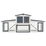 Outdoor Large Rabbit Hutch Grey and White 201x45x85 cm Wood 170843