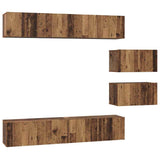 TV Cabinet Set Wall-mounted 6 pcs Old Wood Engineered Wood 3393159
