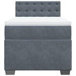 ZNTS Box Spring Bed with Mattress Dark Grey 90x200 cm Velvet 3286211
