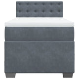 ZNTS Box Spring Bed with Mattress Dark Grey 90x200 cm Velvet 3286211