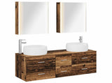 Bathroom Furniture Set 5 pcs Old Wood Engineered Wood and Glass 3407053