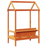 Bench with Roof Wax Brown 117.5x70x176.5 cm Solid Wood Pine 846996