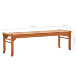 Bench Natural Solid eucalyptus wood 150 cm Durable Bench 47291