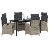 Garden Dining Set with Cushion 5 pcs Light Grey Poly Rattan 3380522