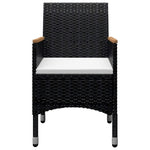 9 Piece Garden Dining Set Poly Rattan and Solid Wood Black 3095899