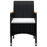 9 Piece Garden Dining Set Poly Rattan and Solid Wood Black 3095899
