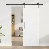 Sliding Door White and Black 78 x 202 cm Solid Pine Wood 3333163