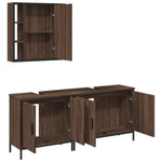 ZNTS 3 Piece Bathroom Cabinet Set Brown Oak Engineered Wood 3214734