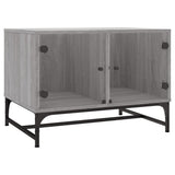 Coffee Table with Glass Doors Grey Sonoma 68.5x50x50 cm 836544