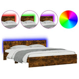Bed Frame with LED without Mattress Smoked Oak 200x200 cm 3207585