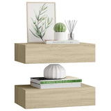 330248 Wall-mounted Drawer Shelves 2 pcs Oak 40x23,5x10cm MDF