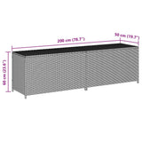 Garden Storage Box Poly Rattan 200x50x60 cm Black 46474