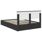 Storage Bed with Headboard Black 135 x 190 cm Engineered Wood 3410806