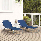 Folding Sun Lounger 2 pcs Blue 188 x 57 x 86.5 cm Polyester 42003146