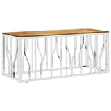 Coffee Table Silver Stainless Steel and Solid Wood Acacia 350055