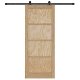 Sliding Door Natural and Black 86 x 211 cm Solid Pine Wood 3445466