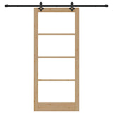 Sliding Door Natural 93 x 211 cm Solid Pine Wood and Glass 3332317