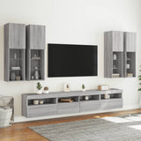 7 Piece TV Wall Cabinet Set with LED Lights Grey Sonoma 3216776