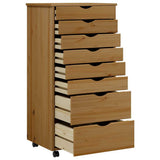 Rolling Cabinet Honey Brown Solid pine wood, engineered wood, plastic 355897