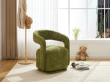 065 Chenille Fabric Accent Chair Armchair With Fabric Covered Wooden 360&deg Swivel Base, Green W1397P388515
