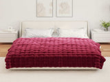 Anti-Slip Faux Rabbit Fur Blanket Olite 4 pcs Bordeaux Red 42021854