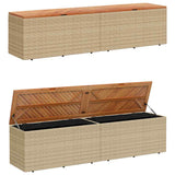 Garden Storage Box Beige 220x50x54 cm Poly Rattan Acacia Wood 365960