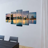 Canvas Wall Print Set Brooklyn Bridge River View 200 x 100 cm 241555