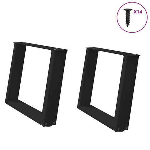 ZNTS Coffee Table Legs U-Shaped 2 pcs Black 70x cm Steel 4012772